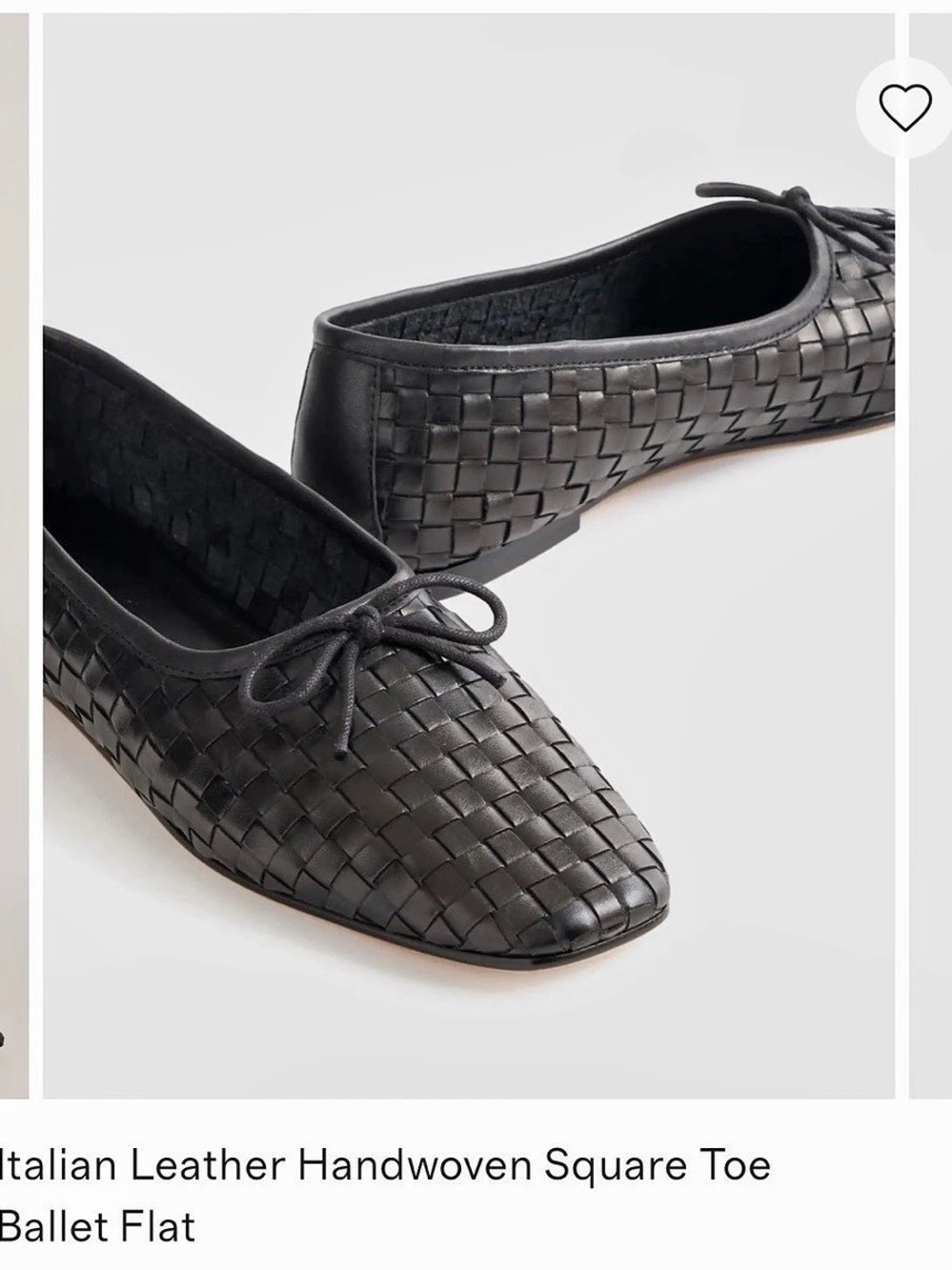 Quince Italian Leather Handwoven Square Toe Ballet Flat Handwoven Square Toe